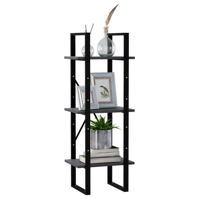 Berkfield Home Decorative 3-Tier Book Cabinet Grey 40x30x105 cm Solid Pinewood - Size: 40 x 30 x 105 cm - image 1