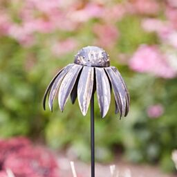 Paper High Metal Echinacea Flower Garden Stake Decoration in Black - thumbnail 4