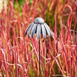 Paper High Metal Echinacea Flower Garden Stake Decoration in Black - thumbnail 3