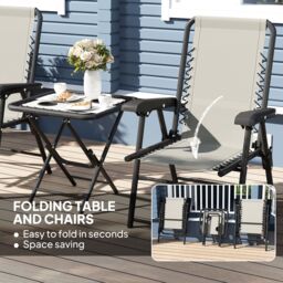 OUTSUNNY 3 Pieces Folding Garden Bistro Set with Cup Holders, Dark Grey - thumbnail 6