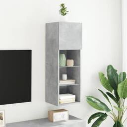 Berkfield Home TV Cabinet with LED Lights Concrete Grey 30.5x30x90 cm - thumbnail 4