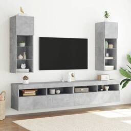 Berkfield Home TV Cabinet with LED Lights Concrete Grey 30.5x30x90 cm - thumbnail 3