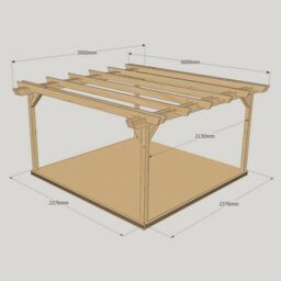 Rutland County Garden Furniture Ltd Double Garden Pergola & Decking Kit, L300 x W300 cm, Rustic Brown in Light Green - thumbnail 3