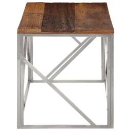 Berkfield Home Coffee Table Silver Stainless Steel & Solid Sleeper Wood - thumbnail 4