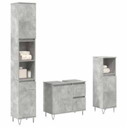 Berkfield Home Durable 3 Piece Bathroom Furniture Set Concrete Grey Engineered Wood - thumbnail 2