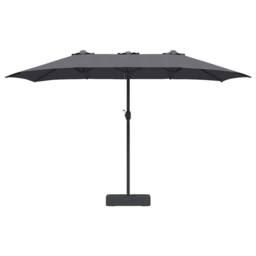 Berkfield Home Garden Parasol Folding Anthracite 385 x 209 x 244 cm Fabric in Dark Grey - thumbnail 4