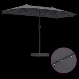 Berkfield Home Garden Parasol Folding Anthracite 385 x 209 x 244 cm Fabric in Dark Grey - thumbnail 9
