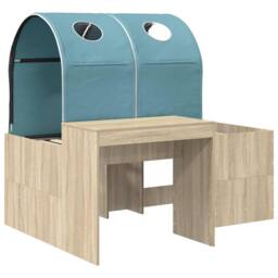 Berkfield Home Bed with Tunnel 3 pcs Artisian Oak & Light Blue in Brown - thumbnail 3