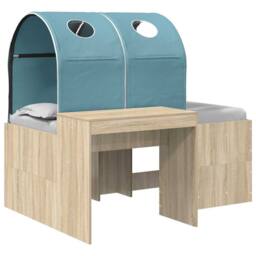 Berkfield Home Bed with Tunnel 3 pcs Artisian Oak & Light Blue in Brown - thumbnail 2