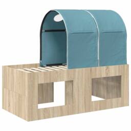 Berkfield Home Bed with Tunnel 3 pcs Artisian Oak & Light Blue in Brown - thumbnail 8