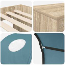 Berkfield Home Bed with Tunnel 3 pcs Artisian Oak & Light Blue in Brown - thumbnail 9