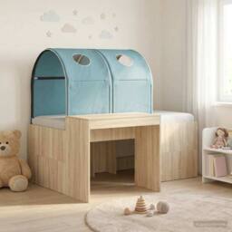 Berkfield Home Bed with Tunnel 3 pcs Artisian Oak & Light Blue in Brown - thumbnail 1