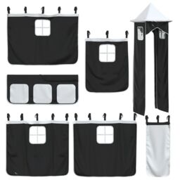 Berkfield Home Curtains for Loft Bed with Tower White & Black Polyester - thumbnail 3