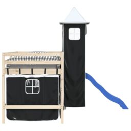 Berkfield Home Curtains for Loft Bed with Tower White & Black Polyester - thumbnail 6