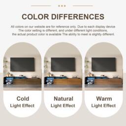Merax 170cm TV Cabinet with LED Lights & Glass Shelves in Natural - thumbnail 4