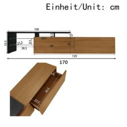 Merax 170cm TV Cabinet with LED Lights & Glass Shelves in Natural - thumbnail 2