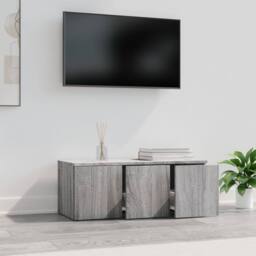 Berkfield Home TV Cabinet Grey Sonoma 80x34x30 cm Engineered Wood - Size: 80 x 34 x 30 cm - thumbnail 4