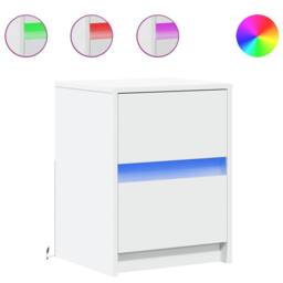 Berkfield Home Bedside Cabinets with LED Lights 2 pcs White Engineered Wood - thumbnail 1