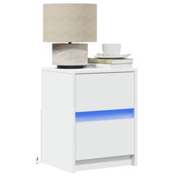 Berkfield Home Bedside Cabinets with LED Lights 2 pcs White Engineered Wood - thumbnail 2
