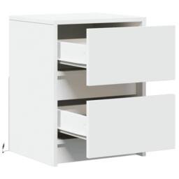 Berkfield Home Bedside Cabinets with LED Lights 2 pcs White Engineered Wood - thumbnail 9