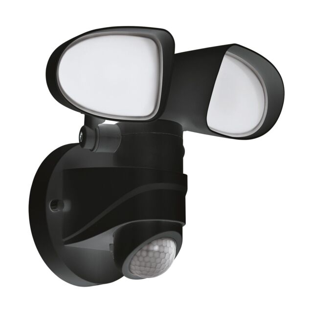 Loops IP44 Outdoor Wall Light & PIR Sensor Black Plastic 6W Built in LED Lamp - image 1