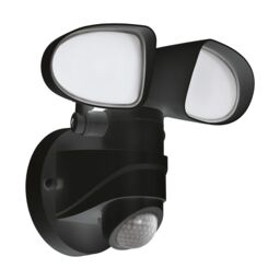 Loops IP44 Outdoor Wall Light & PIR Sensor Black Plastic 6W Built in LED Lamp