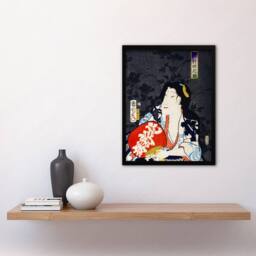 Artery8 Ukiyo E Portrait of an Actress Vintage Framed Wall Art Print Kunichika - Size: A4 - thumbnail 4