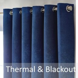 Luxury Living Chenille Blackout Eyelet Curtains Thermal Triple Weave Pair in Blue - Size: 117 cm width x 137 cm drop - thumbnail 3