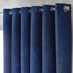 Luxury Living Chenille Blackout Eyelet Curtains Thermal Triple Weave Pair in Blue - Size: 117 cm width x 137 cm drop - thumbnail 2