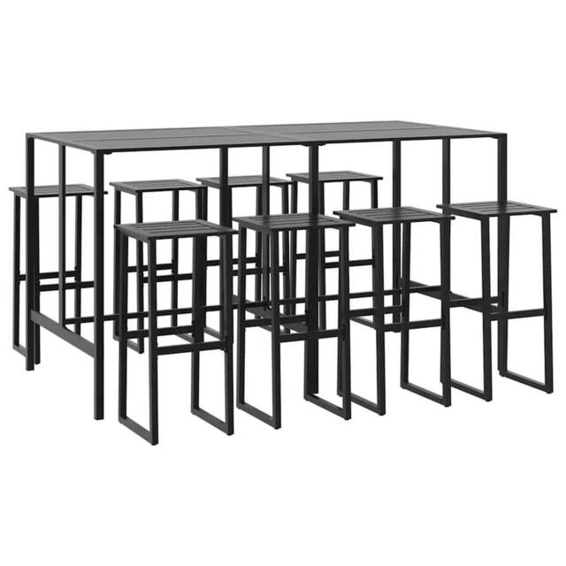 Berkfield Home 9 Piece Garden Bar Set Black Powder-coated Steel - image 1