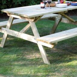 Rowlinsons 6ft Picnic Bench - Timber - L180 x W150 x H70 cm in Natural - thumbnail 2