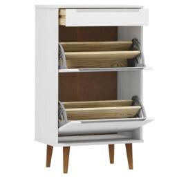 Berkfield Home Shoe Cabinet MOLDE White 59, 5x35x103 cm Solid Wood Pine - Size: 5 x 35 x 103 cm - thumbnail 5