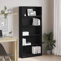 Berkfield Home Decorative Bookcase Black Oak 80x24x176 cm Engineered Wood - Size: 80 x 24 x 176 cm - thumbnail 2