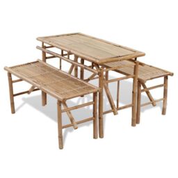 Berkfield Home Beer Table with 2 Benches 100 cm Bamboo in Brown