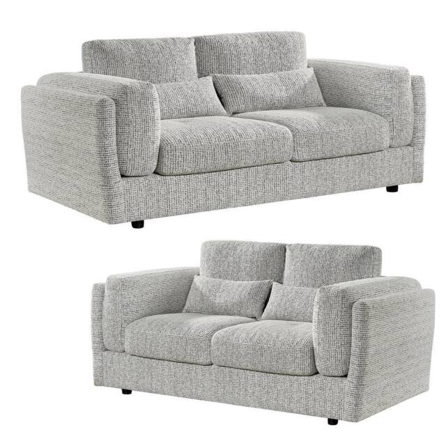Furnishings For Less UK Bali Modern 3 + 2 Sofa Suite Chenille Fabric Grey - image 1