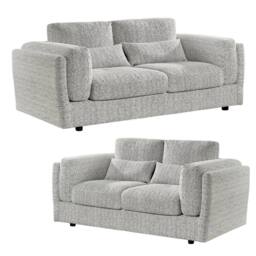 Furnishings For Less UK Bali Modern 3 + 2 Sofa Suite Chenille Fabric Grey - thumbnail 1
