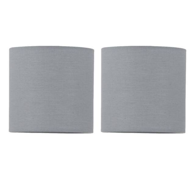 First Choice Lighting Set of 2 Grey Textured Cotton 15.5cm Table Lamp Shades - image 1