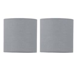 First Choice Lighting Set of 2 Grey Textured Cotton 15.5cm Table Lamp Shades - thumbnail 1