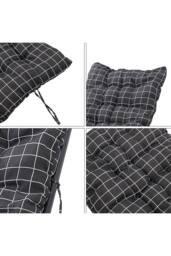 Living and Home 160cm L x 50cm W Plaid Print Beach Chair Seat Cushion Button Tufted Lounge Cushion in Black - Size: 160 cm L x 50 cm W - thumbnail 6