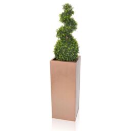 Primrose Zinc Galvanised Tall Cube Copper Patio Planter 100cm in Brown - thumbnail 2
