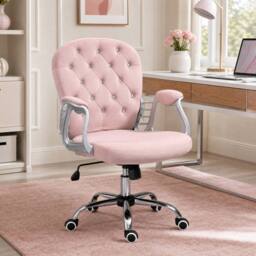 STILVORA Pink Velvet Desk Chair with Adjustable Height - thumbnail 1