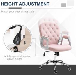 STILVORA Pink Velvet Desk Chair with Adjustable Height - thumbnail 4