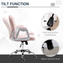 STILVORA Pink Velvet Desk Chair with Adjustable Height - thumbnail 5