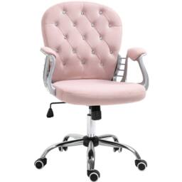 STILVORA Pink Velvet Desk Chair with Adjustable Height - thumbnail 3