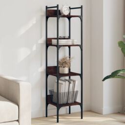 Berkfield Home Bookshelf 4-Tier Brown Oak 35x30x138.5 cm Engineered Wood - thumbnail 1