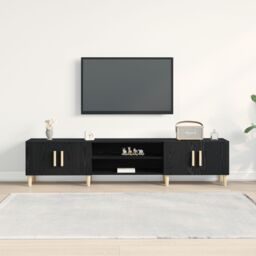 Berkfield Home TV Cabinet Black Oak 180x31, 5x40 cm Engineered Wood - thumbnail 4