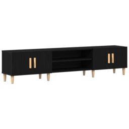 Berkfield Home TV Cabinet Black Oak 180x31, 5x40 cm Engineered Wood - thumbnail 2