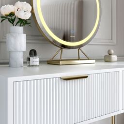 CARME HOME Esme White Dressing Table - Drawers with ribbed front finished - thumbnail 3