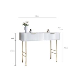 CARME HOME Esme White Dressing Table - Drawers with ribbed front finished - thumbnail 5