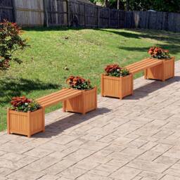 Costway 3-in-1 Outdoor Planter Box w/Bench Patio Bench Seat w/Side Garden Beds in Natural - thumbnail 6